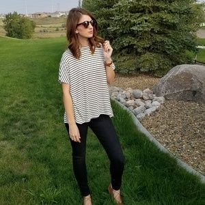 Black and white striped tee